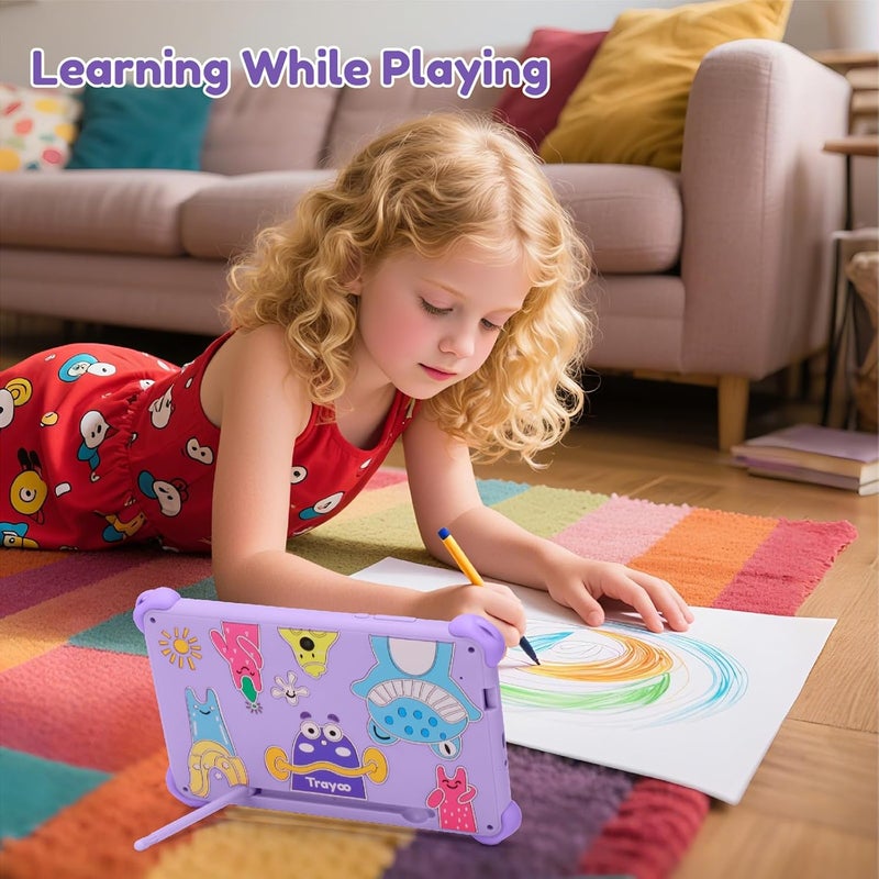 Trayoo Kids Tablet 7 inch Tablets for Kids 3-12, 32GB Android Toddler Tablet with Solid Case, YouTube, Netflix, GMS, Bluetooth, WiFi, Education Learning Apps Installed, Parent Control(Purple) - Image 4